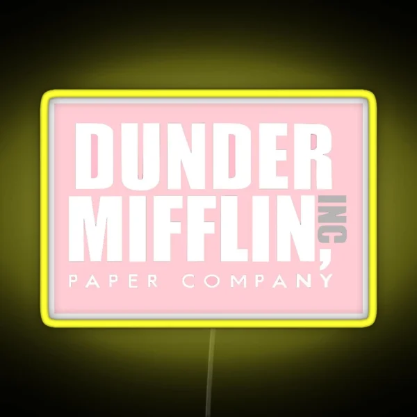 Pink Dunder Mifflin Logo RGB Neon Sign