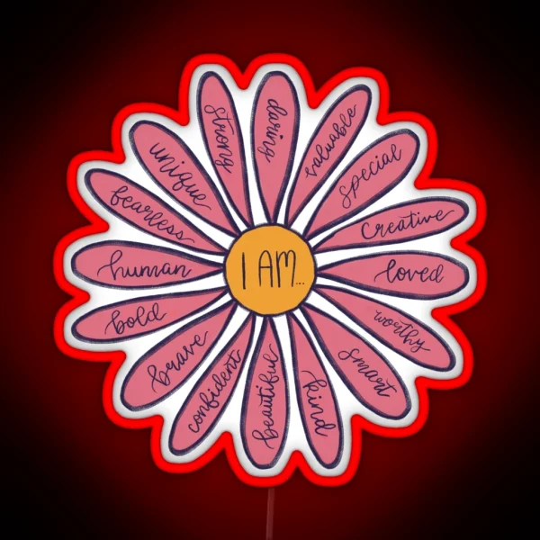 Pink Flower I Am Positive Affirmations Led RGB Neon Sign
