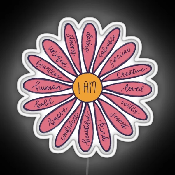 Pink Flower I Am Positive Affirmations Led RGB Neon Sign