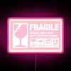 Customizable pink fragile warning message LED sign with colorful neon accents