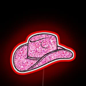 Pink Glitter Cowboy Hat RGB Neon Sign