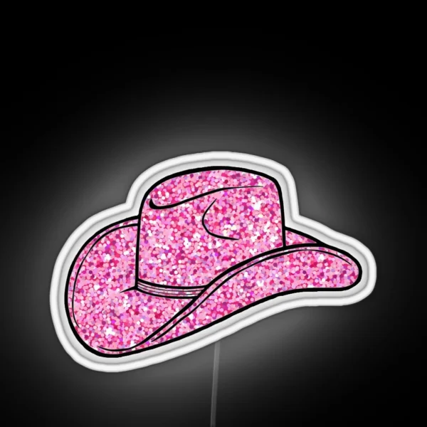 Pink Glitter Cowboy Hat RGB Neon Sign