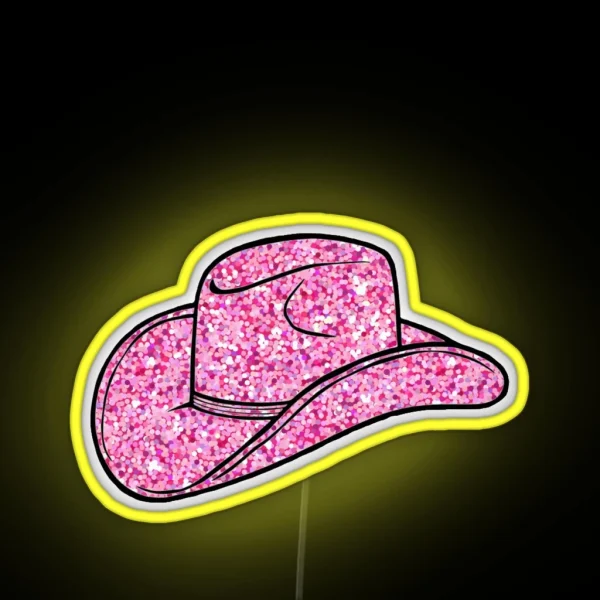 Pink Glitter Cowboy Hat RGB Neon Sign