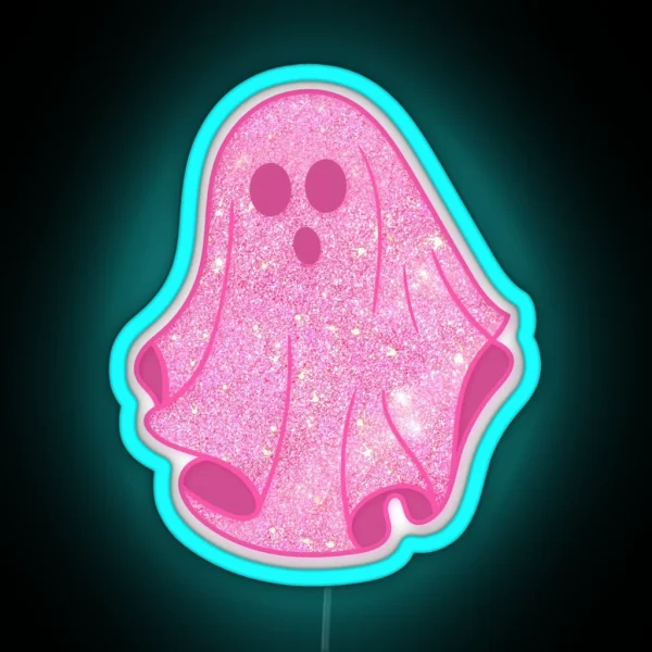 Pink Glitter Ghost RGB Neon Sign