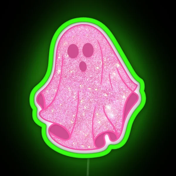 Pink Glitter Ghost RGB Neon Sign