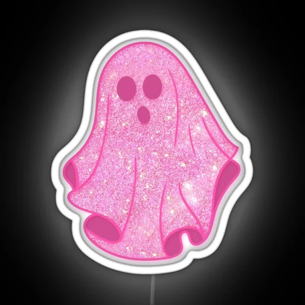 Pink Glitter Ghost RGB Neon Sign