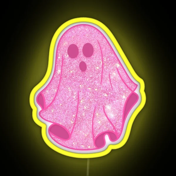 Pink Glitter Ghost RGB Neon Sign