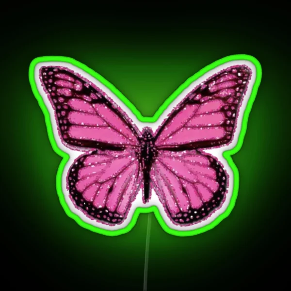 Pink Glittery Butterfly RGB Neon Sign