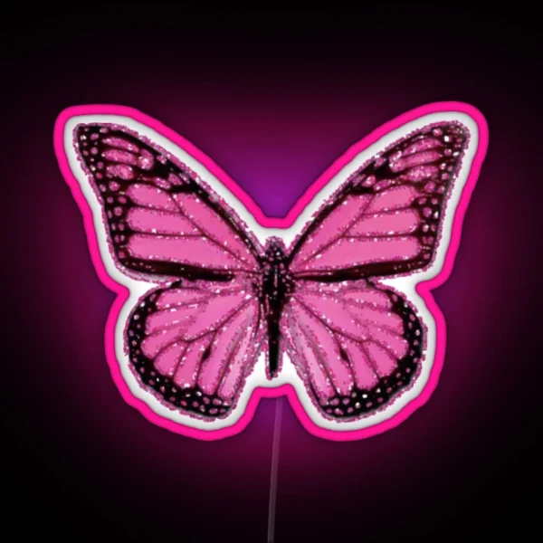 Pink Glittery Butterfly RGB Neon Sign