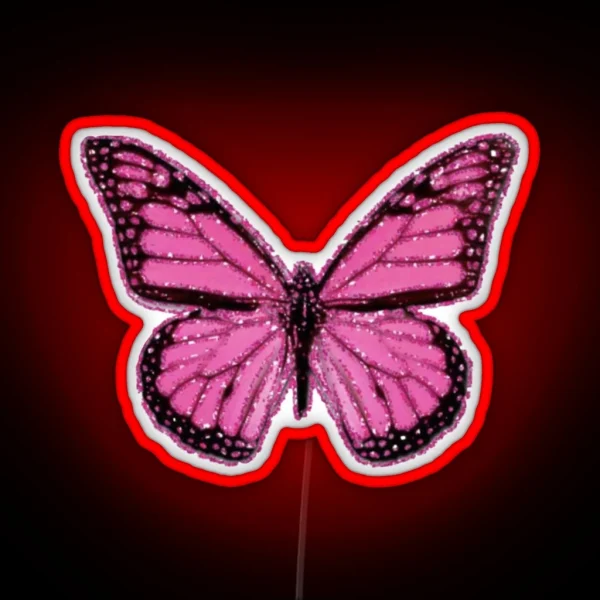 Pink Glittery Butterfly RGB Neon Sign