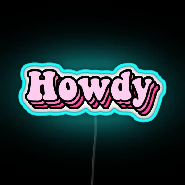 Pink Groovy Howdy Led RGB Neon Sign