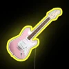 Colorful LED music decor with pink guitar and neon accents