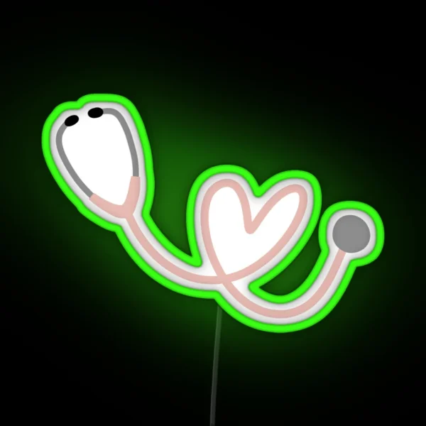 Pink Heart Stethoscope RGB Neon Sign