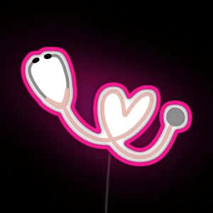 Pink Heart Stethoscope RGB Neon Sign