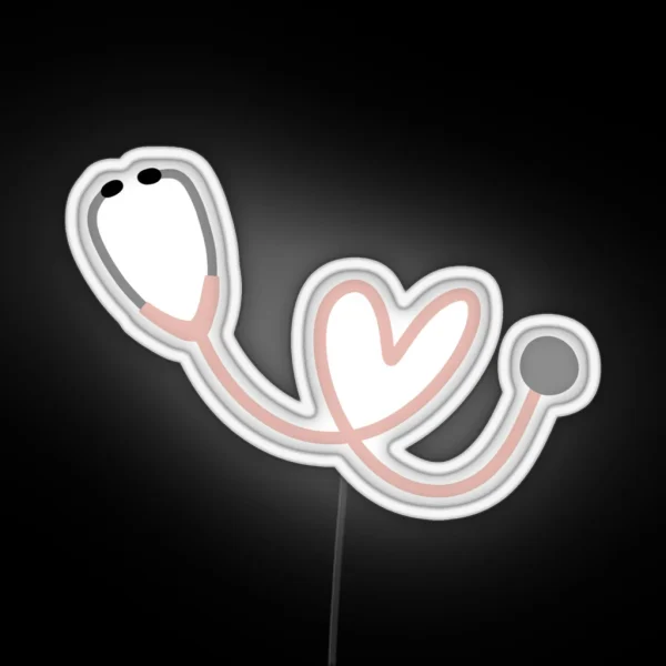 Pink Heart Stethoscope RGB Neon Sign