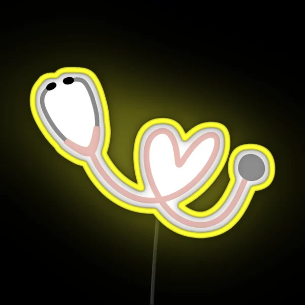 Pink Heart Stethoscope RGB Neon Sign