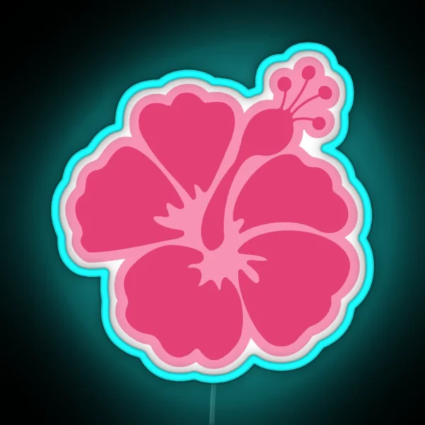 Pink Hibiscus Flower RGB Neon Sign