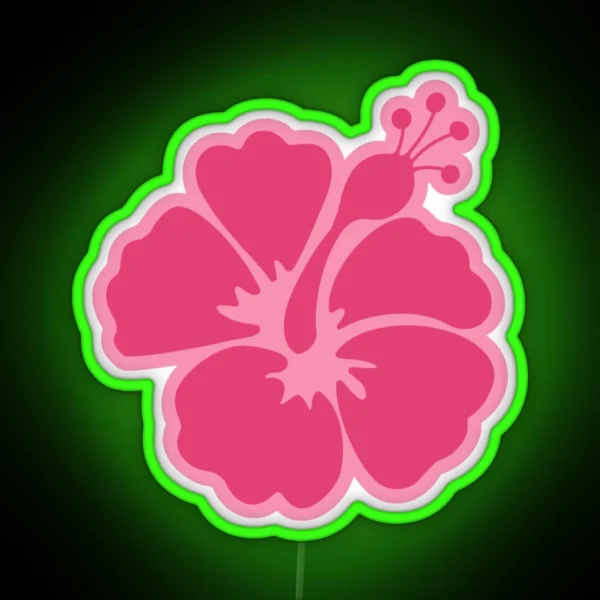 Pink Hibiscus Flower RGB Neon Sign