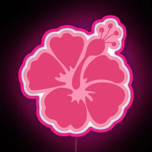 Pink Hibiscus Flower RGB Neon Sign