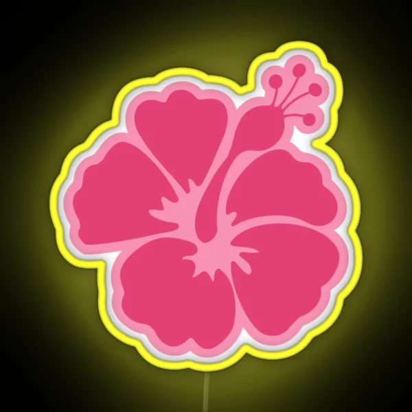 Pink Hibiscus Flower RGB Neon Sign