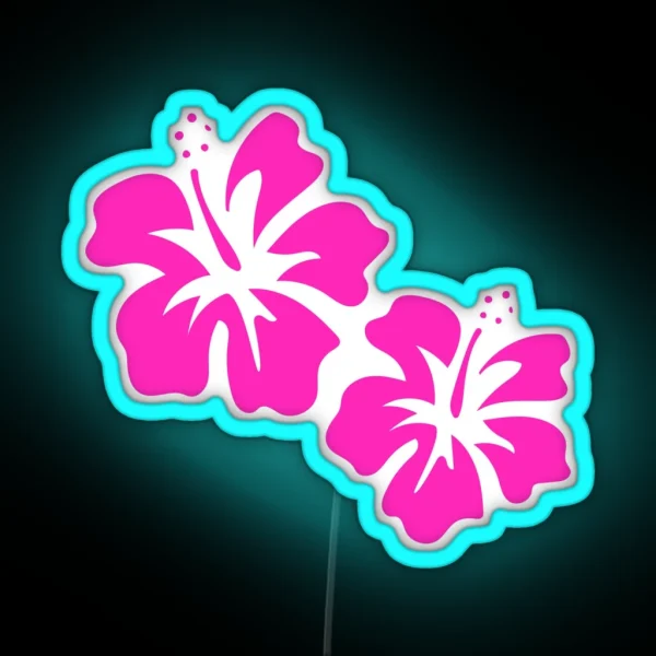 Pink Hibiscus RGB Neon Sign