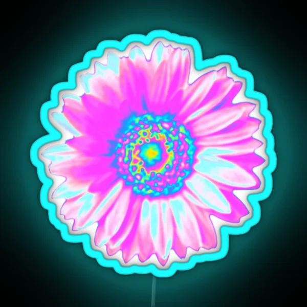 Pink Holographic Daisy RGB Neon Sign