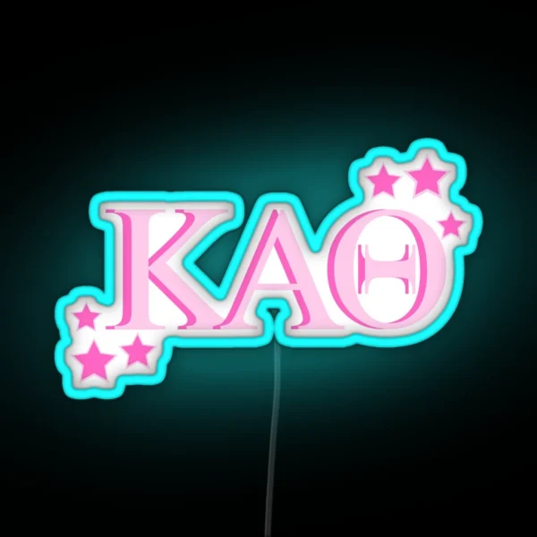 Pink Kappa Alpha Theta With Stars RGB Neon Sign