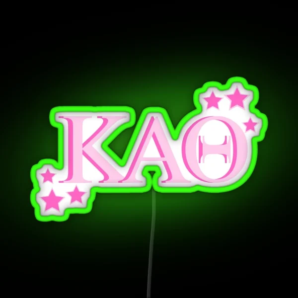 Pink Kappa Alpha Theta With Stars RGB Neon Sign