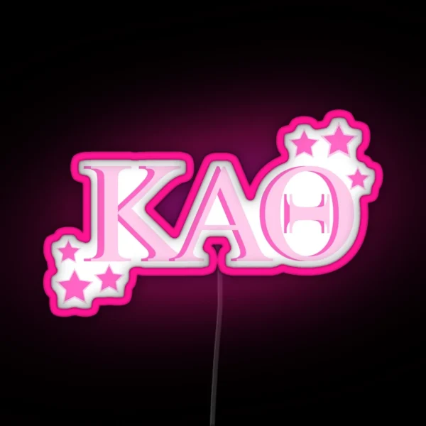 Pink Kappa Alpha Theta With Stars RGB Neon Sign