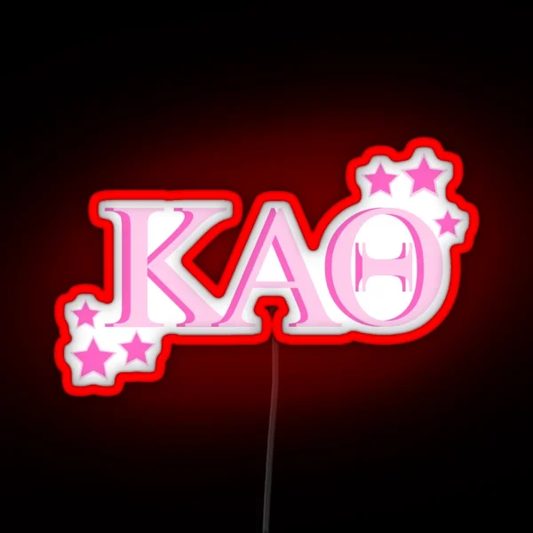 Pink Kappa Alpha Theta With Stars RGB Neon Sign