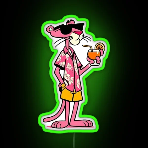 Pink Panther In Summer RGB Neon Sign
