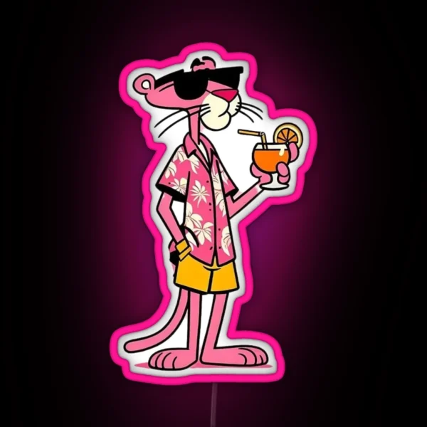 Pink Panther In Summer RGB Neon Sign