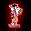 Vintage-inspired pink panther in vibrant summer evening color glow