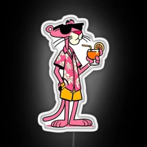 Pink Panther In Summer RGB Neon Sign