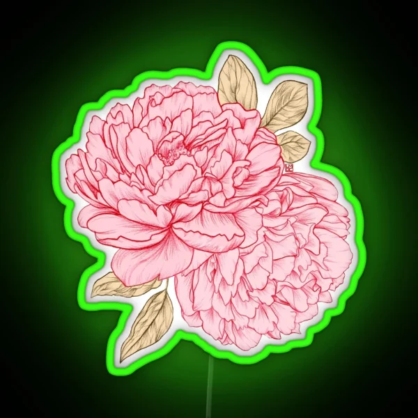 Pink Peonies RGB Neon Sign