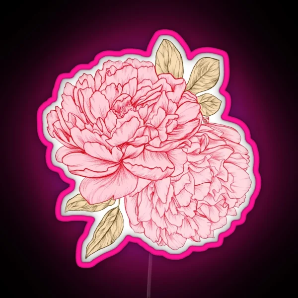 Pink Peonies RGB Neon Sign