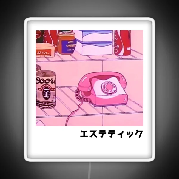 Pink Phone In Fridge Retro Anime Aesthetic RGB Neon Sign