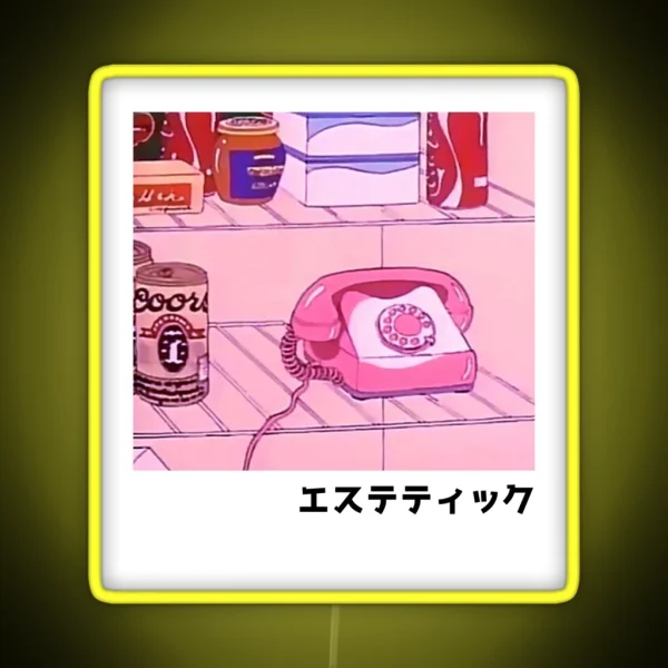 Pink Phone In Fridge Retro Anime Aesthetic RGB Neon Sign