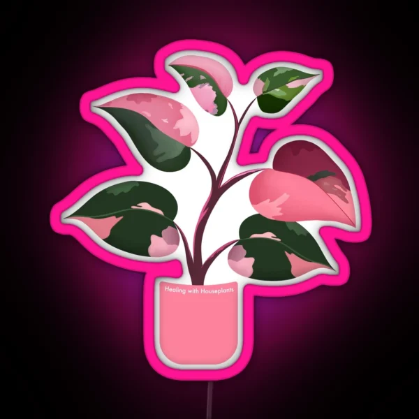 Pink Princess Philodendron Healing With Houseplants RGB Neon Sign