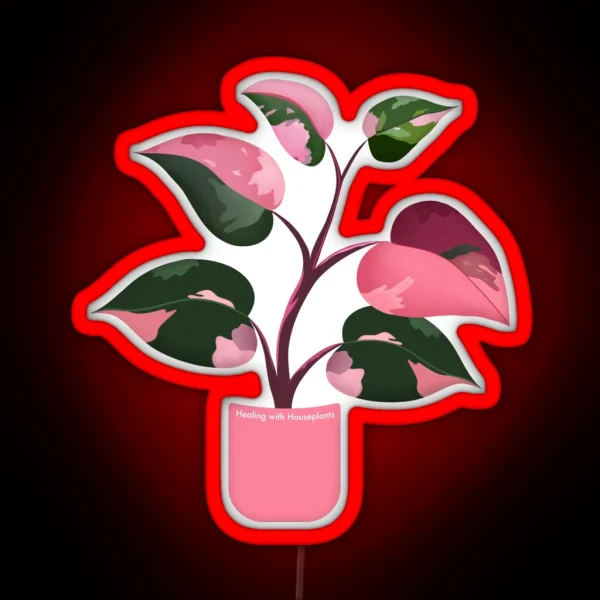 Pink Princess Philodendron Healing With Houseplants RGB Neon Sign