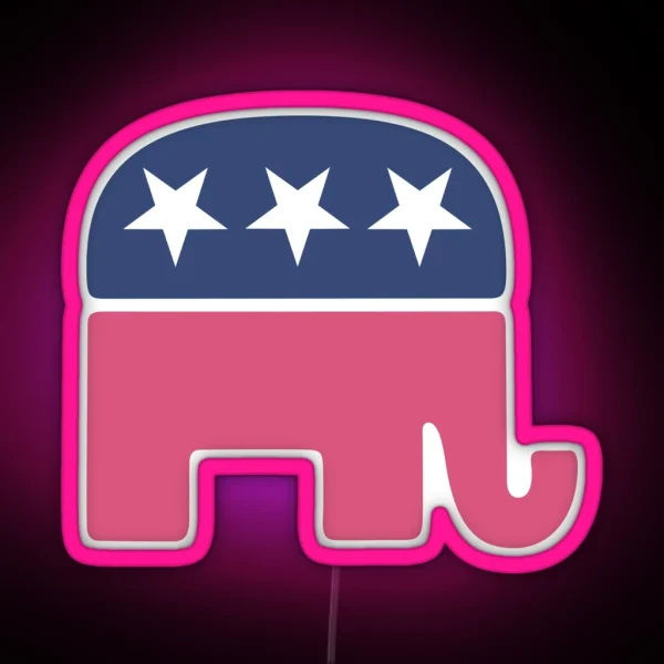 Pink Republican Elephant RGB Neon Sign