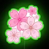 Vibrant pink sakura blossoms decorative neon sign with colorful rgb lighting.