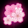 Pastel pink sakura blossoms glowing rgb led neon decorative wall art.