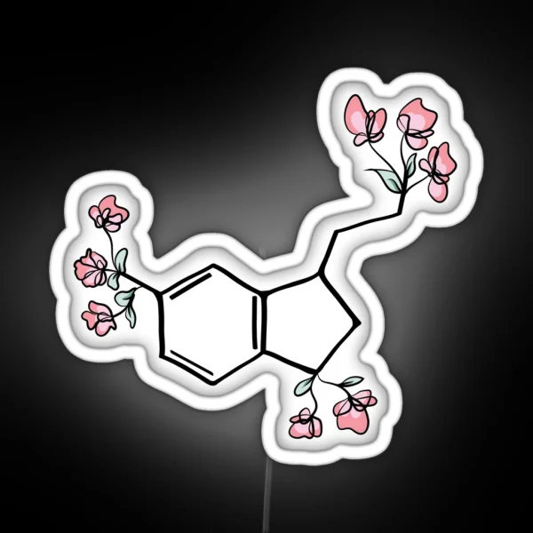 Pink Serotonin Molecule Chemistry Organic Flower Floral RGB Neon Sign