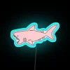 Bright pink shark neon light decor with vibrant RGB colors