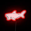 Neon pink shark decorative wall art with colorful glowing accents