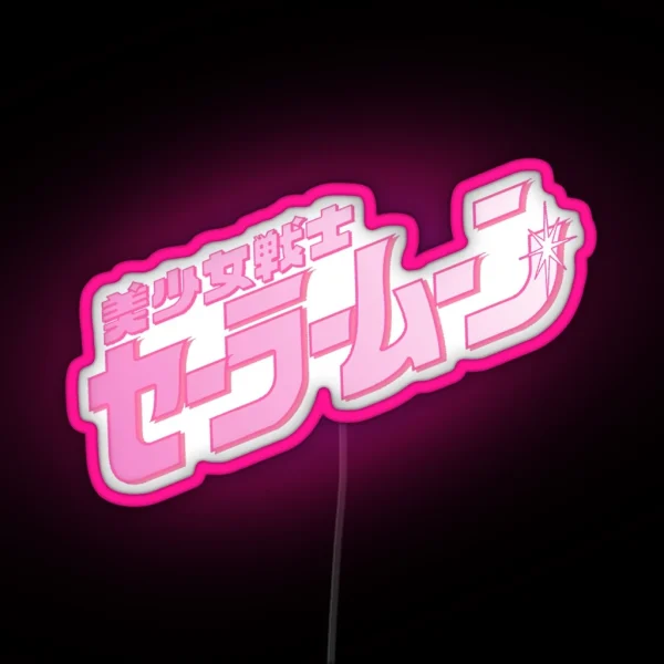 Pink Shojo Moon White RGB Neon Sign
