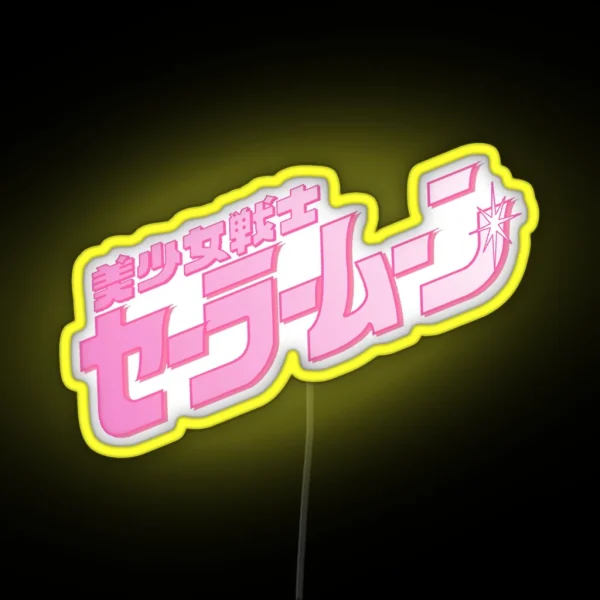Pink Shojo Moon White RGB Neon Sign