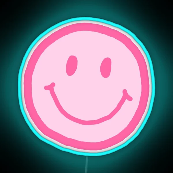 Pink Smiley Face RGB Neon Sign