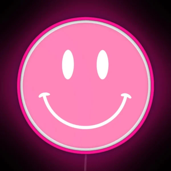 Pink Smiley Face RGB Neon Sign